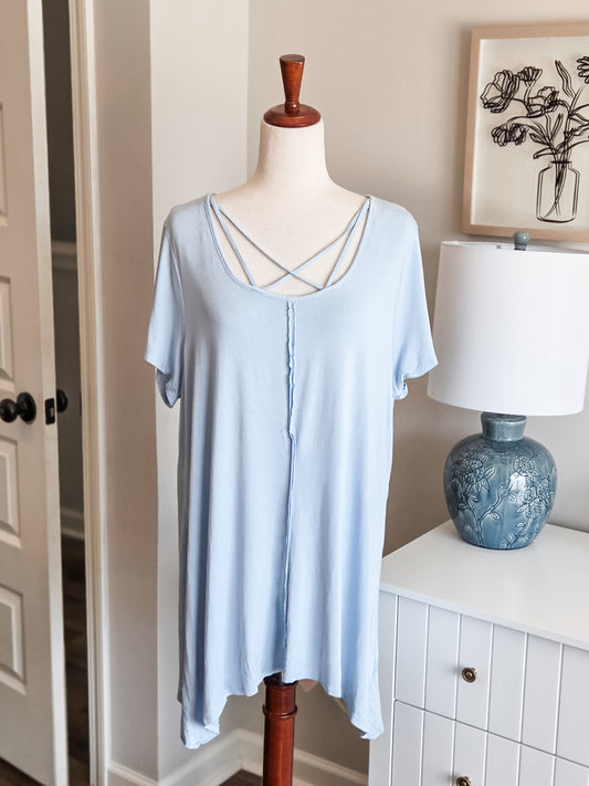 Blue Criss Cross Top XL
