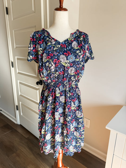 Navy Floral Dress L