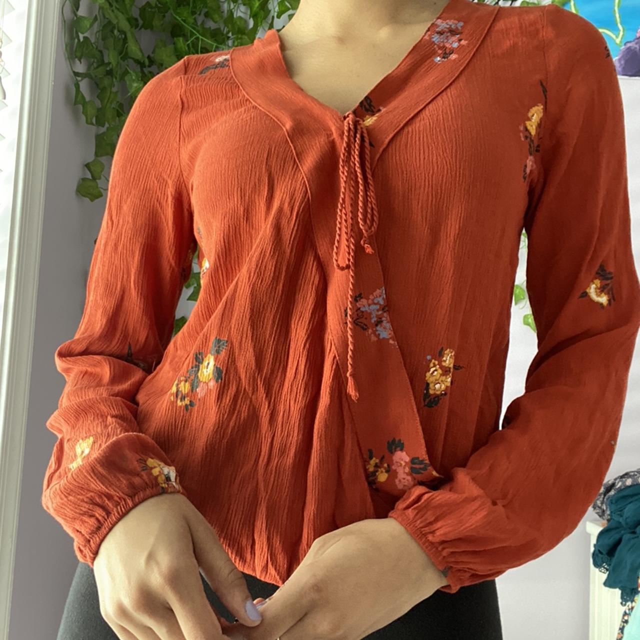 Orange Floral Top XS