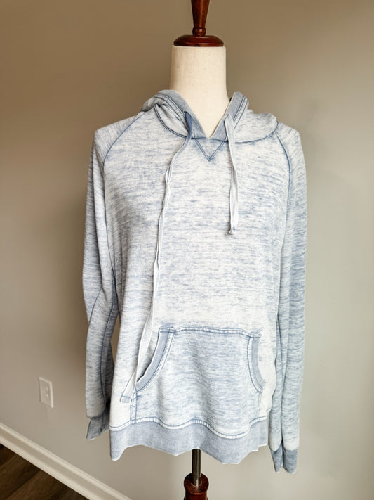 Blue Acid Wash Hoodie M