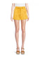 Yellow Checked Embroidered Shorts L