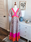 Animal Print Pink Orange Maxi Dress S/M