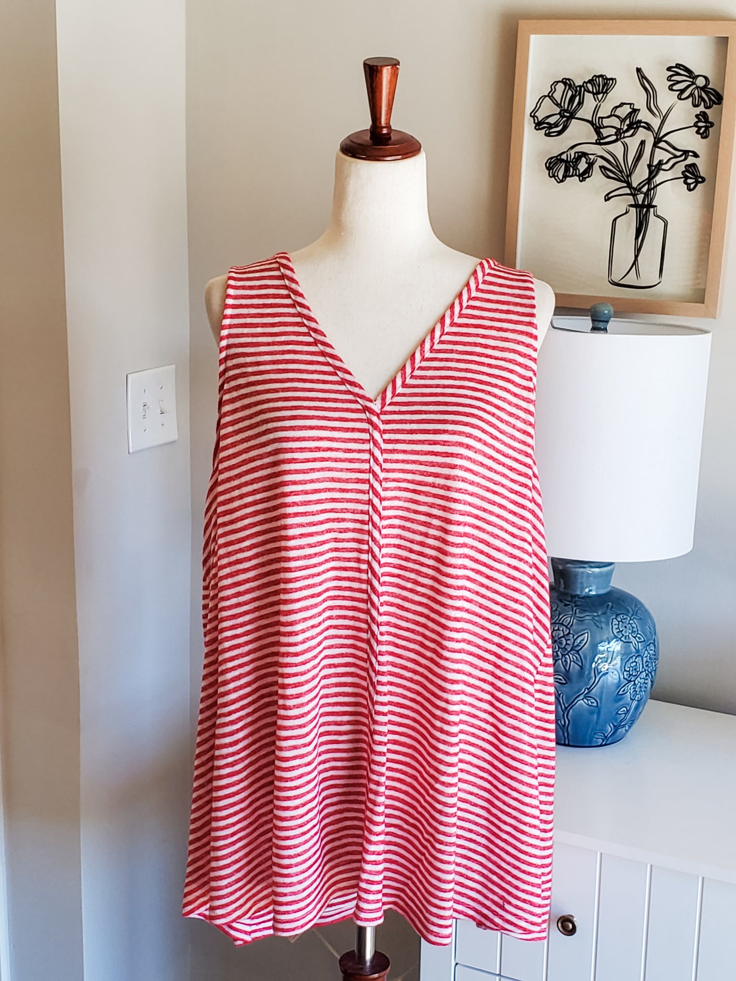 Red White Striped Tank 4X