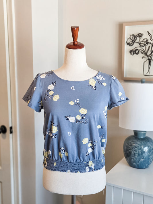 Blue Cotton Floral Top SP