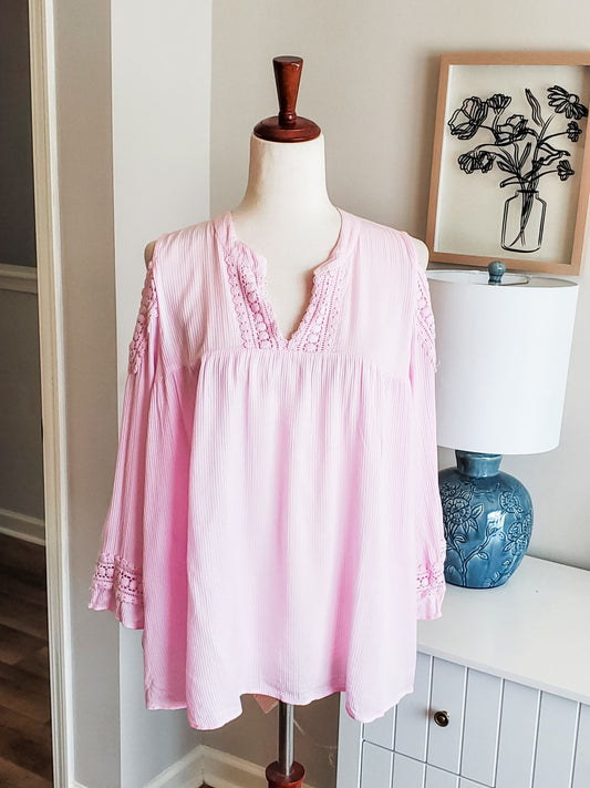 Pink Cold Shoulder Top XL