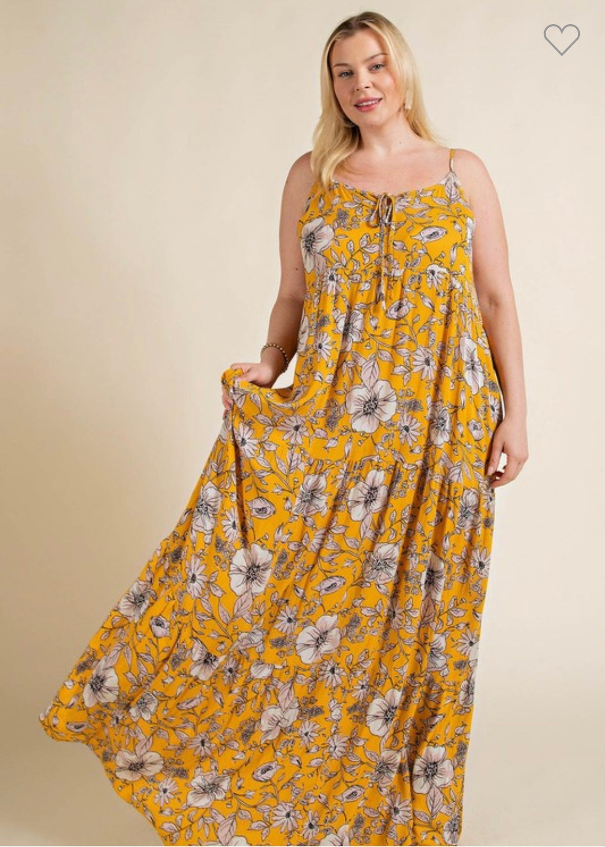 Yellow Floral Maxi Dress :: Plus