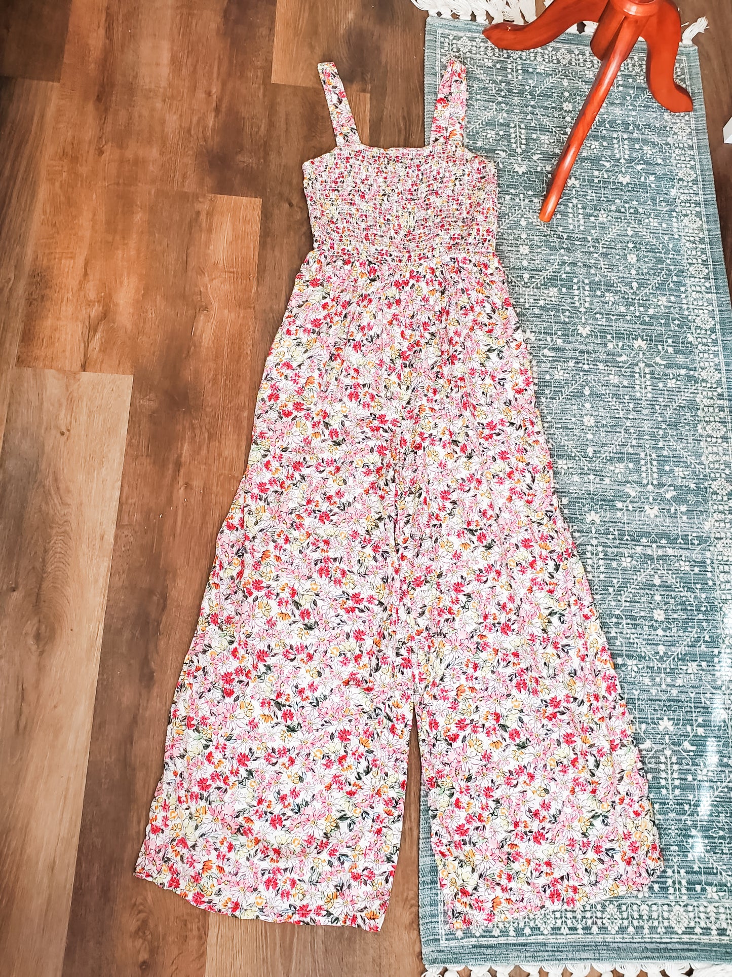 Floral Smocked Jumpsuit M