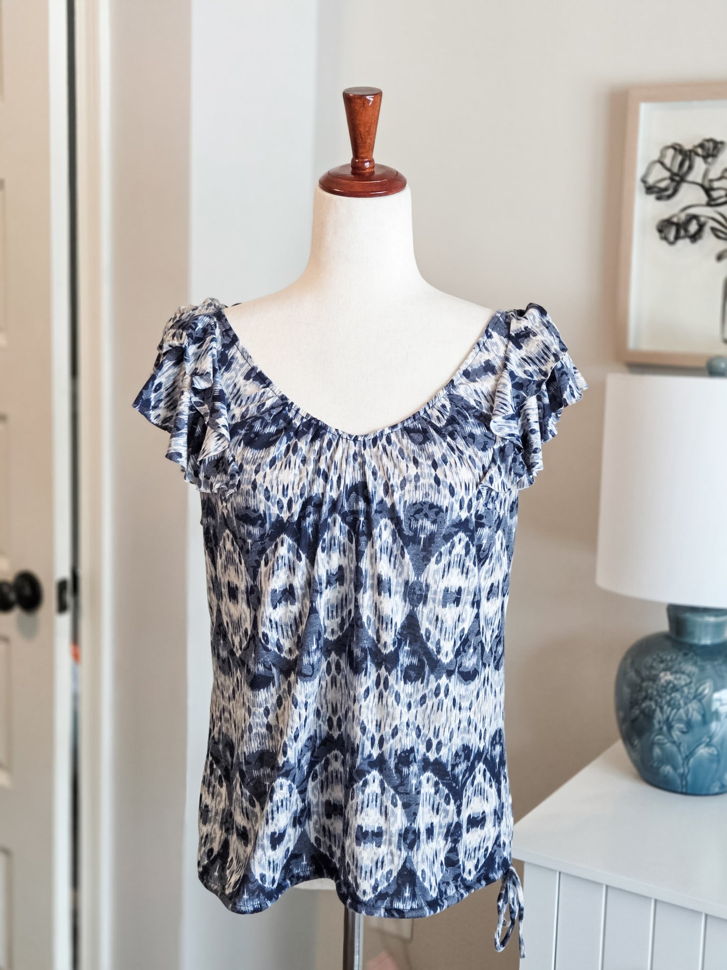 Navy Print Top M