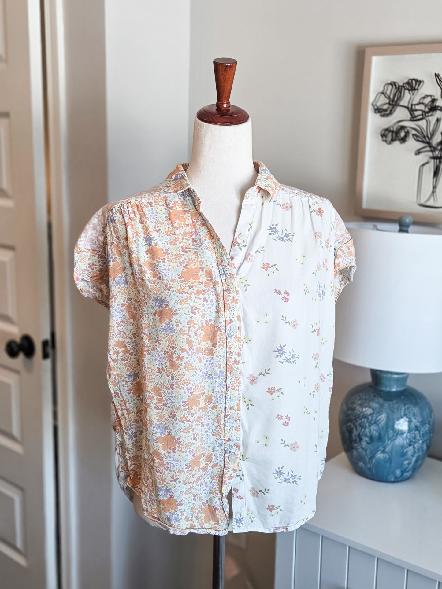 Multi Print Floral Button Up M