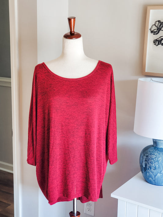 Red Black Heathered Top 3X
