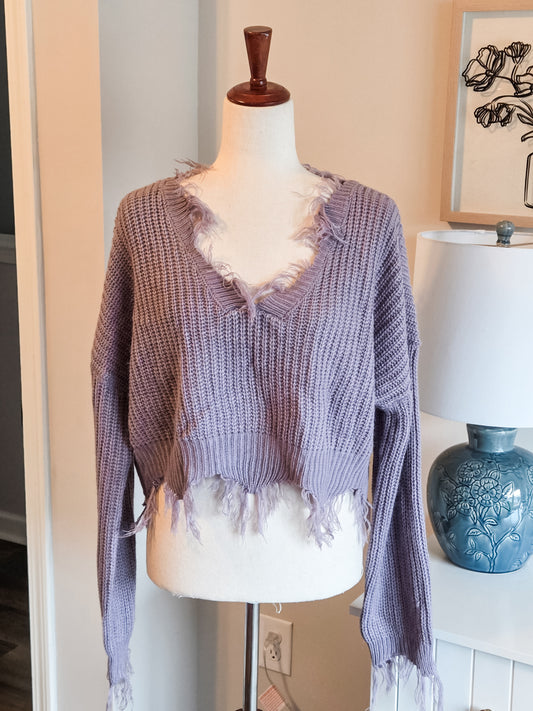 Periwinkle Cropped Sweater L