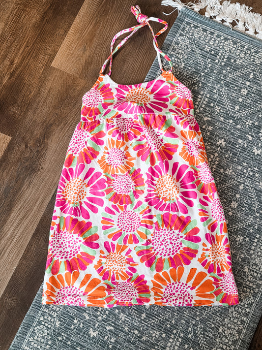 Pink Orange Green Floral Dress Youth 10
