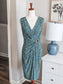 Navy Blue Yellow Print Dress 10
