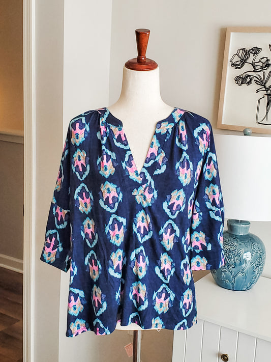 Navy Print Top L