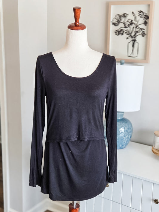 Black Maternity/Nursing Top S
