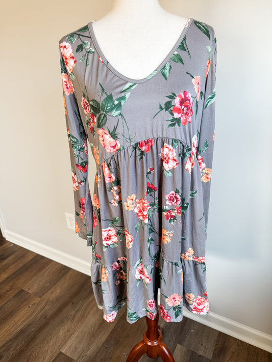 Gray Floral Dress S