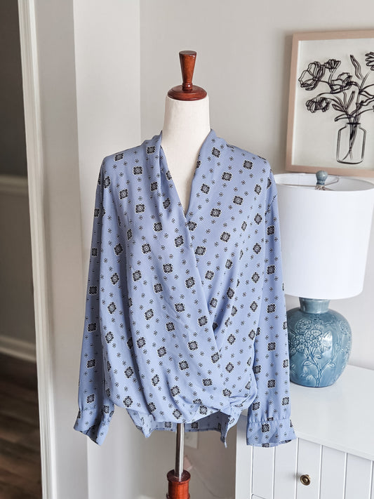 Blue Print Crossover Blouse XL