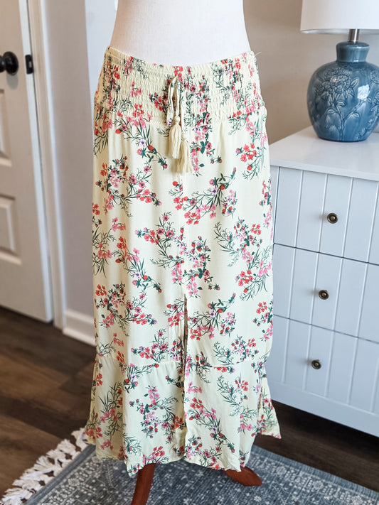 Yellow Floral Skirt L