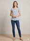 NWT White Blue Floral Top XS