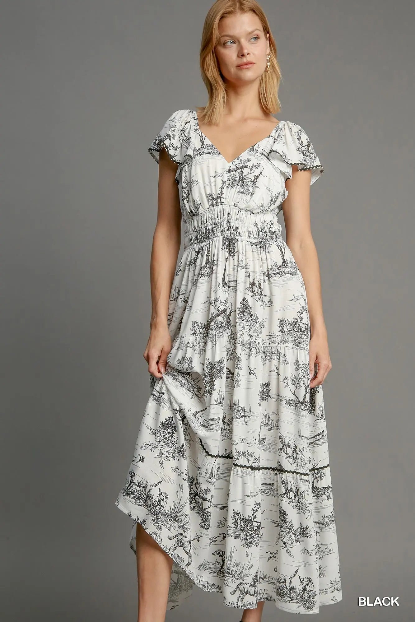 NEW Black White Toile Print Dress