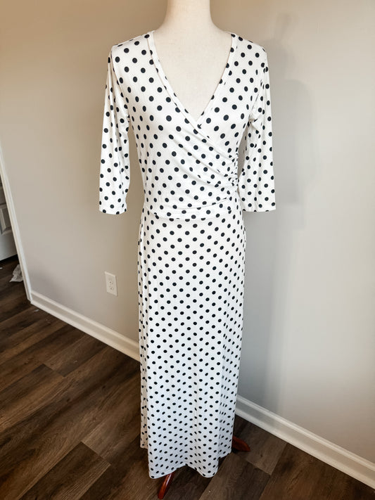 Black White Polka Dot Maxi Dress S/M