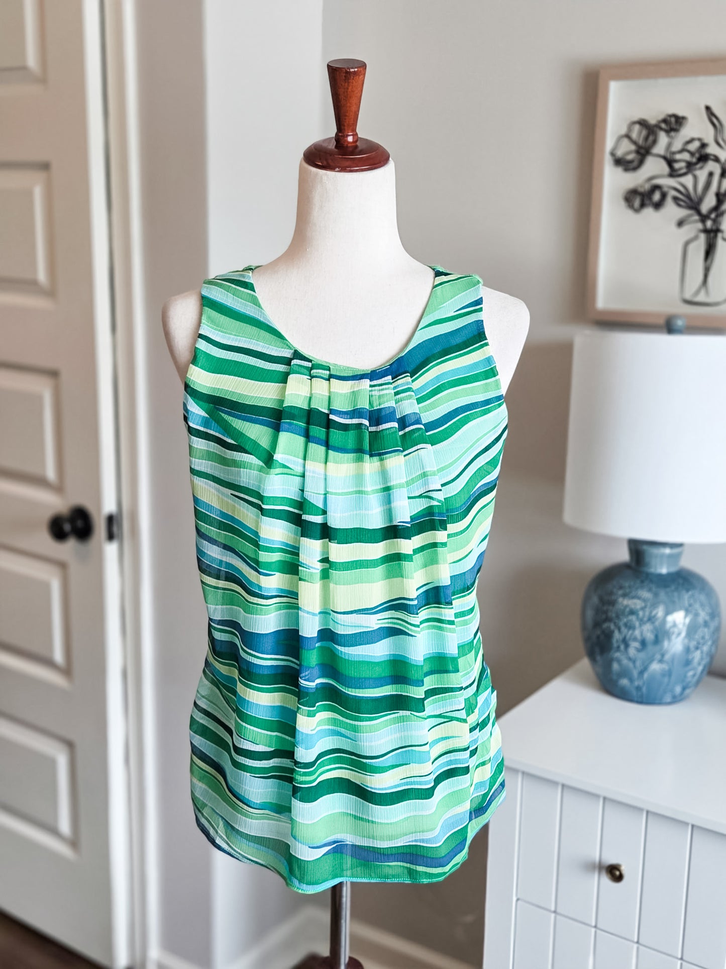 Green Striped Tank XS