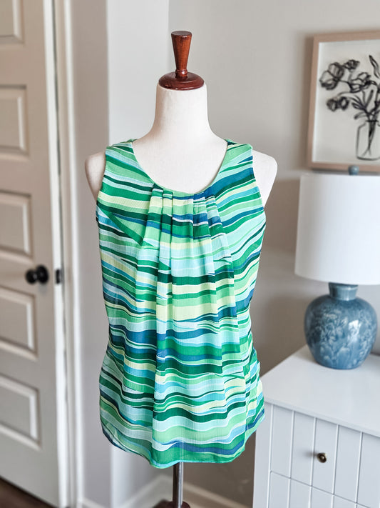 Green Striped Tank XS