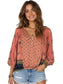 Coral Boho Floral Top S