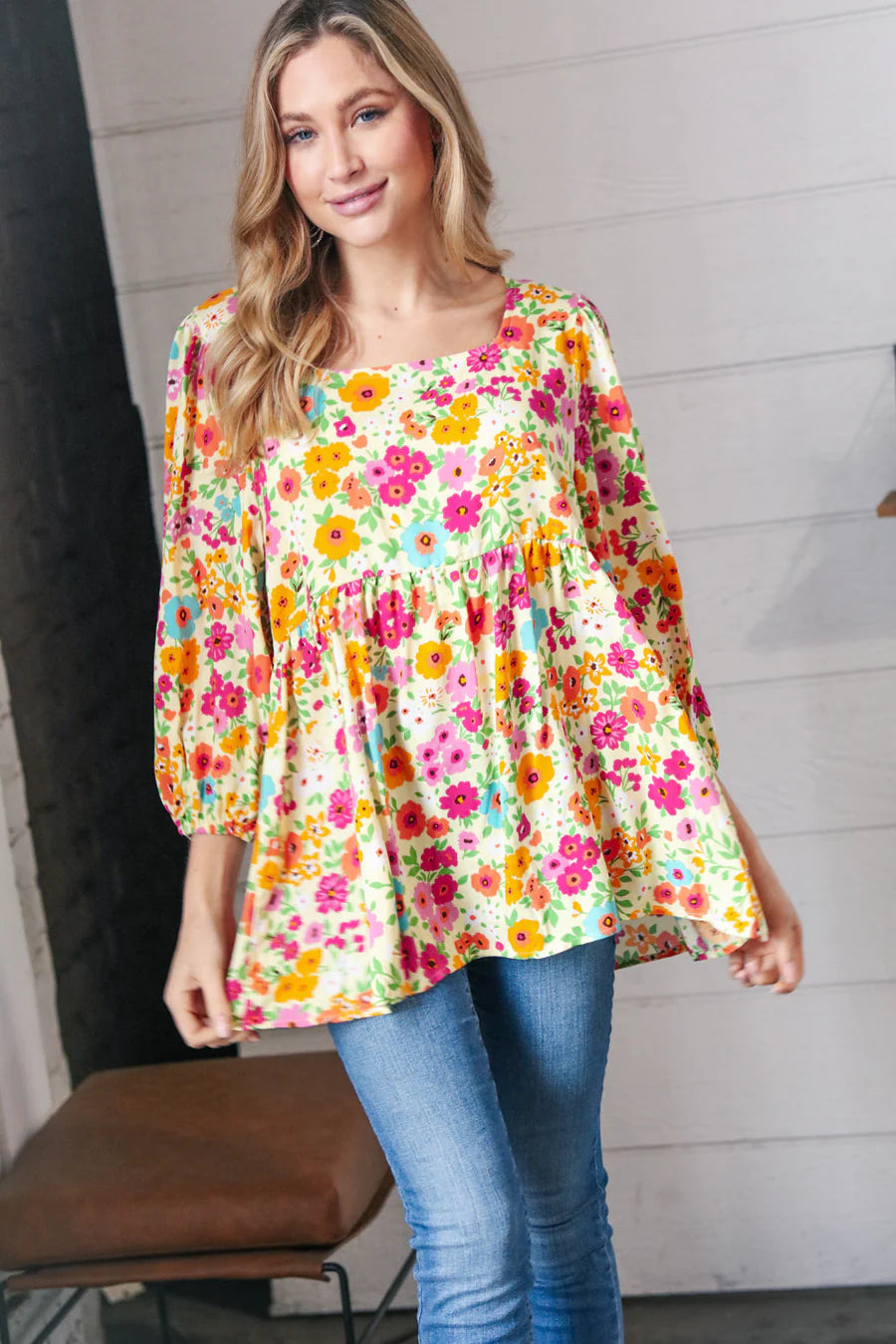 Yellow Floral Top S