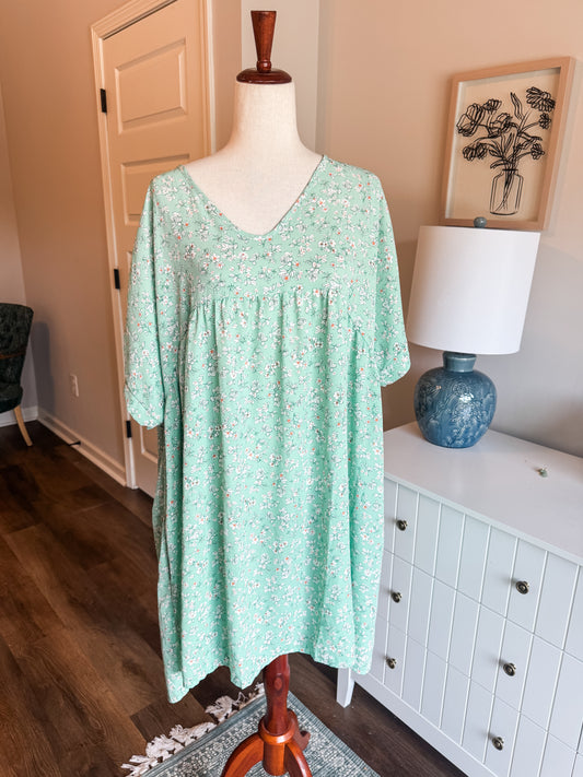 NWT Green Floral Dress 1X