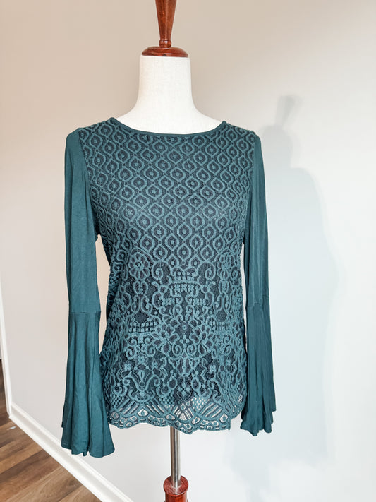 Hunter Green Lace Top S