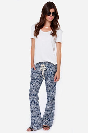 Blue Print Pants L