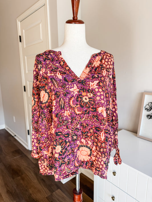 Purple Orange Black Print Top XL/1X