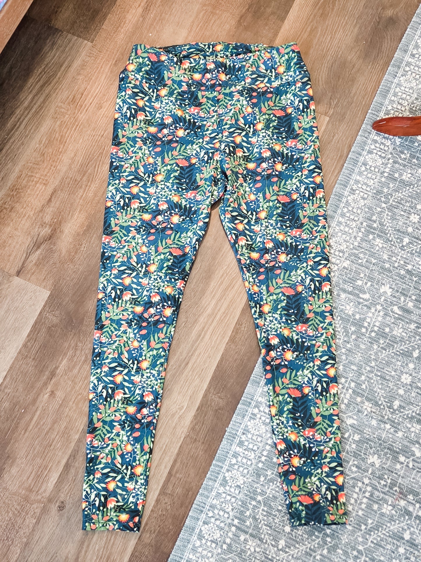 Green Floral Leggings TC