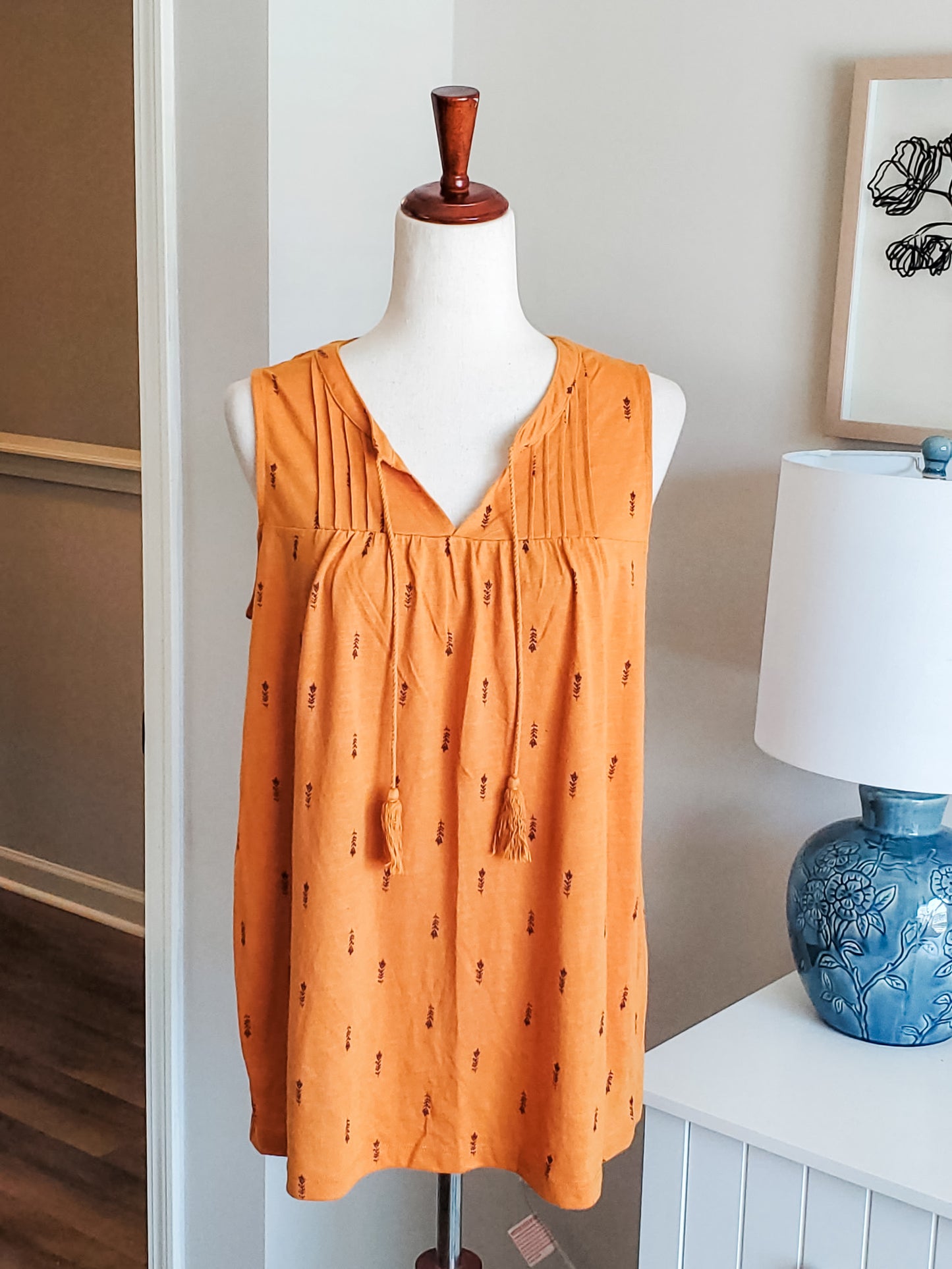 Mustard Floral Tank L