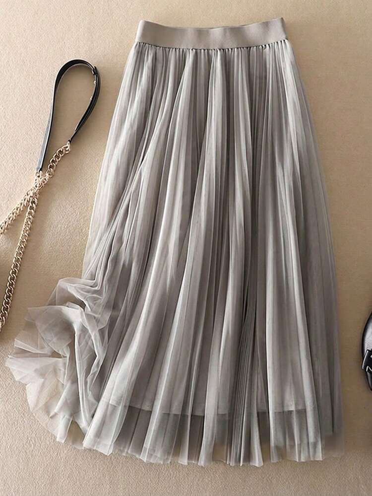 Gray Tulle Maxi Skirt M