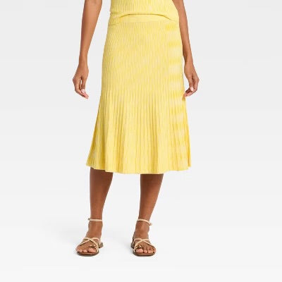 Yellow Ribbed Skirt L