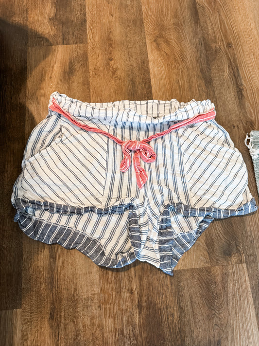 Blue White Pink Striped Shorts 14/16W