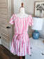 Pink White Striped Dress M