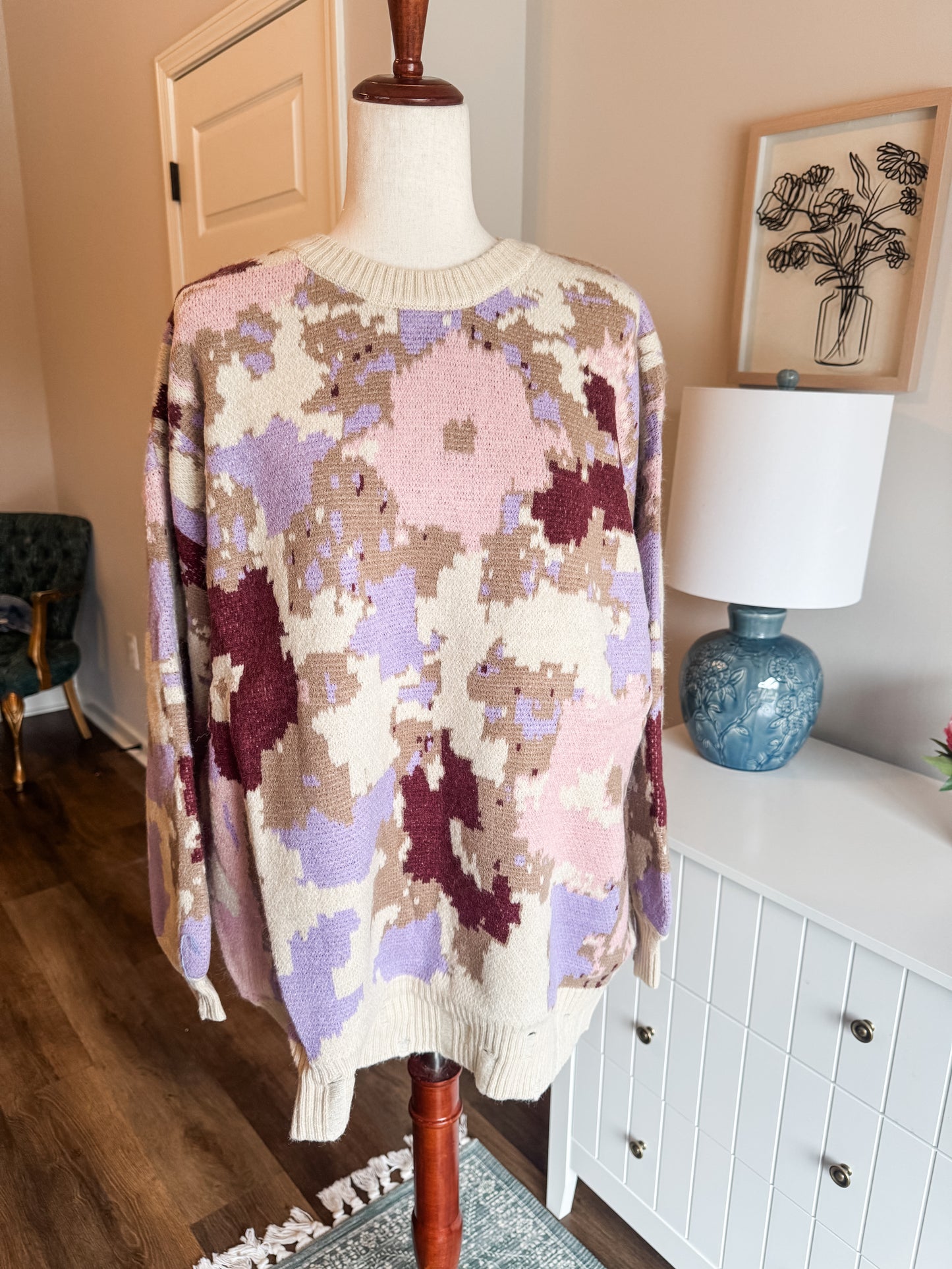 NEW Tan Purple Pink Sweater 2X/3X