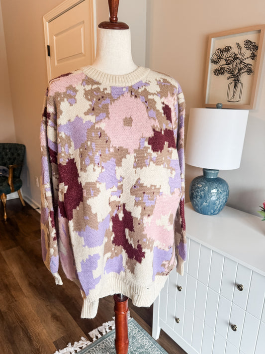 NEW Tan Purple Pink Sweater 2X/3X