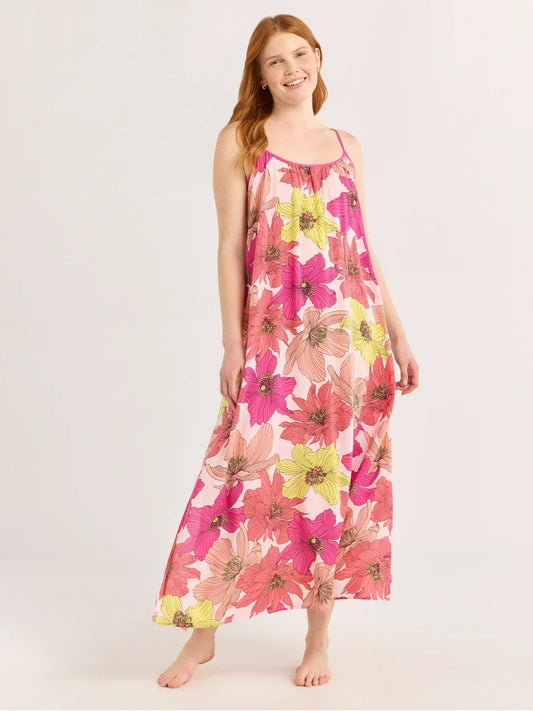 Pink Floral Maxi Dress M