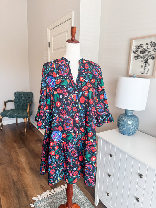 Black Multi Color Tunic S/M