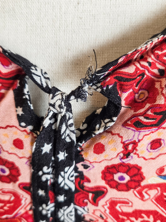 Black Print Boho Dress XXL