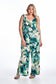 Green Black Print Jumpsuit 2X
