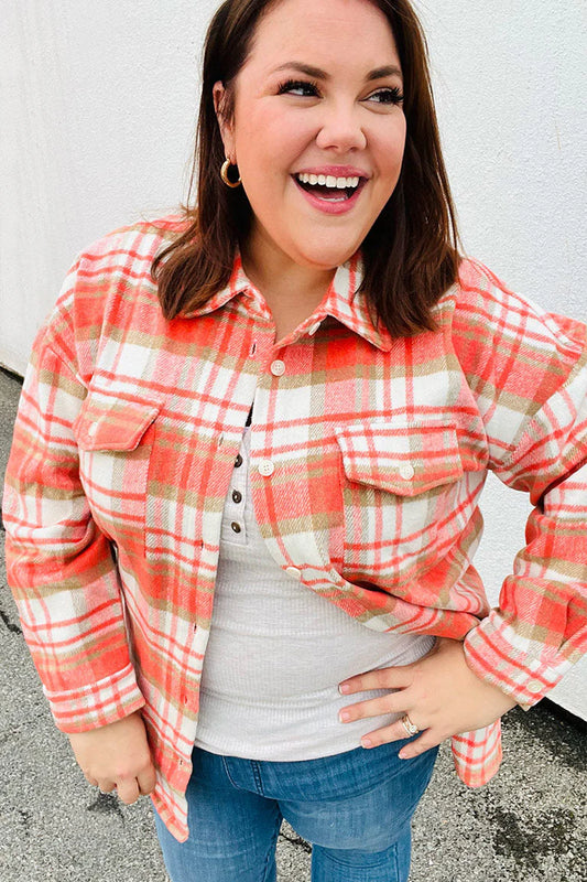 Orange Plaid Jacket L