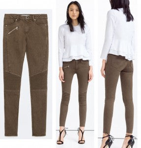 Green Skinny Moto Pants 4