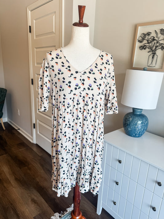 Cream Animal Print Dress M