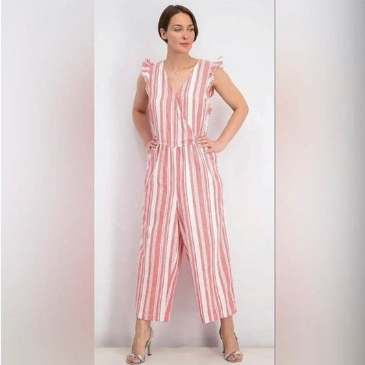 Red White Striped Jumpsuit S