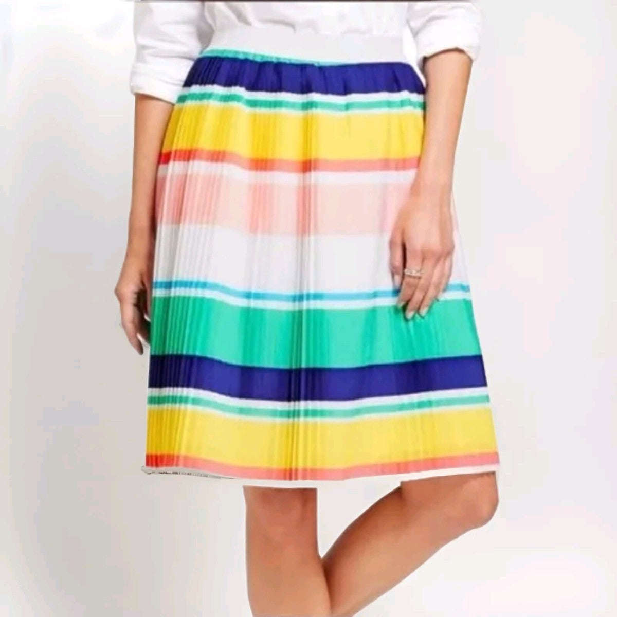 Striped Pleated Skirt XS